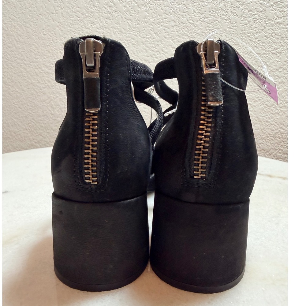 Eileen Fisher Jilly Black Nubuck Leather Block Heel Ankle Strap Pumps Size 7 - Picture 3 of 8